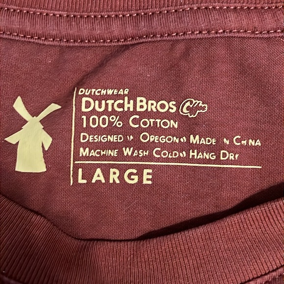 Dutch Bros Rust/Brown Short Sleeve Tee w/Retro Wavy Embroidered DB Logo - Picture 3 of 11